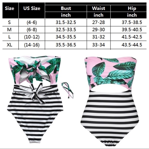 🏝NWT Stripe Palm Printed High waist Swimsuit 🏝 - Picture 4 of 4